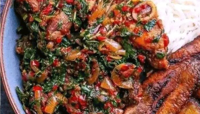 Rice Vegetable Sauce & Fried Plantain