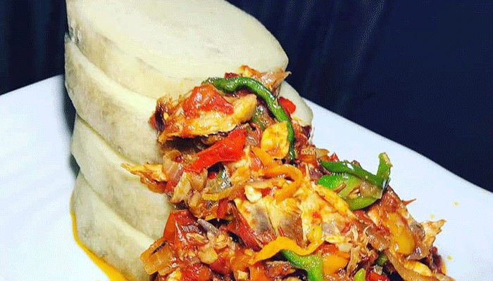 Yam and Diced Chicken Veggie Sauce