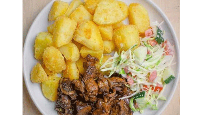 Salad, Potatoes and Meat