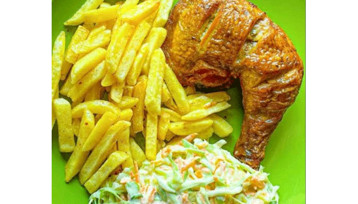 Live Chicken, Potatoes, Salad